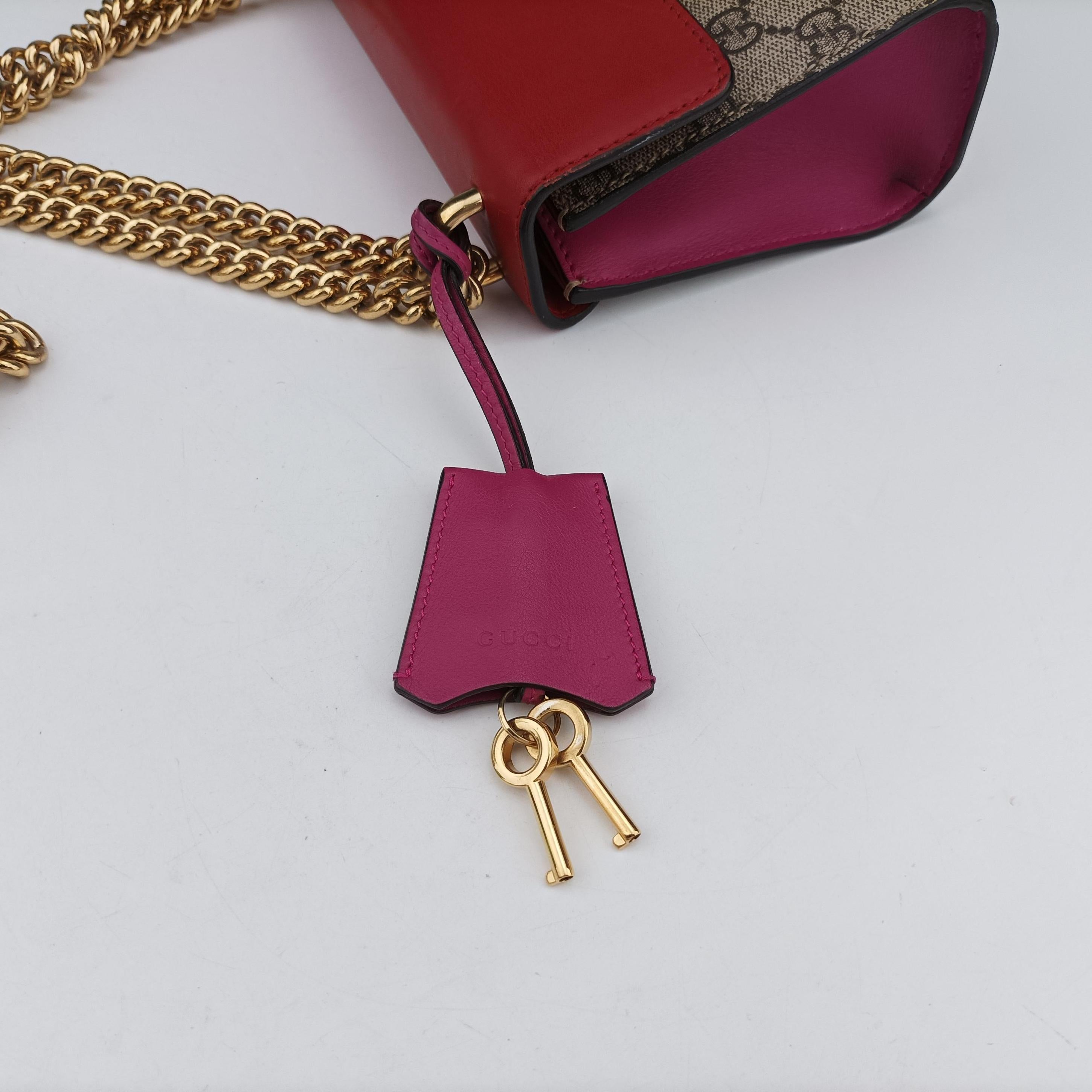 Pre-owned Gucci Padlock beige×red×pink PVC coated canvas 409487 shoulderbag | stylenewstar