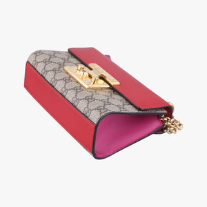 Pre-owned Gucci Padlock beige×red×pink PVC coated canvas 409487 shoulderbag | stylenewstar