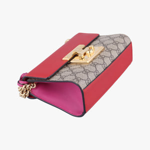 Pre-owned Gucci Padlock beige×red×pink PVC coated canvas 409487 shoulderbag | stylenewstar