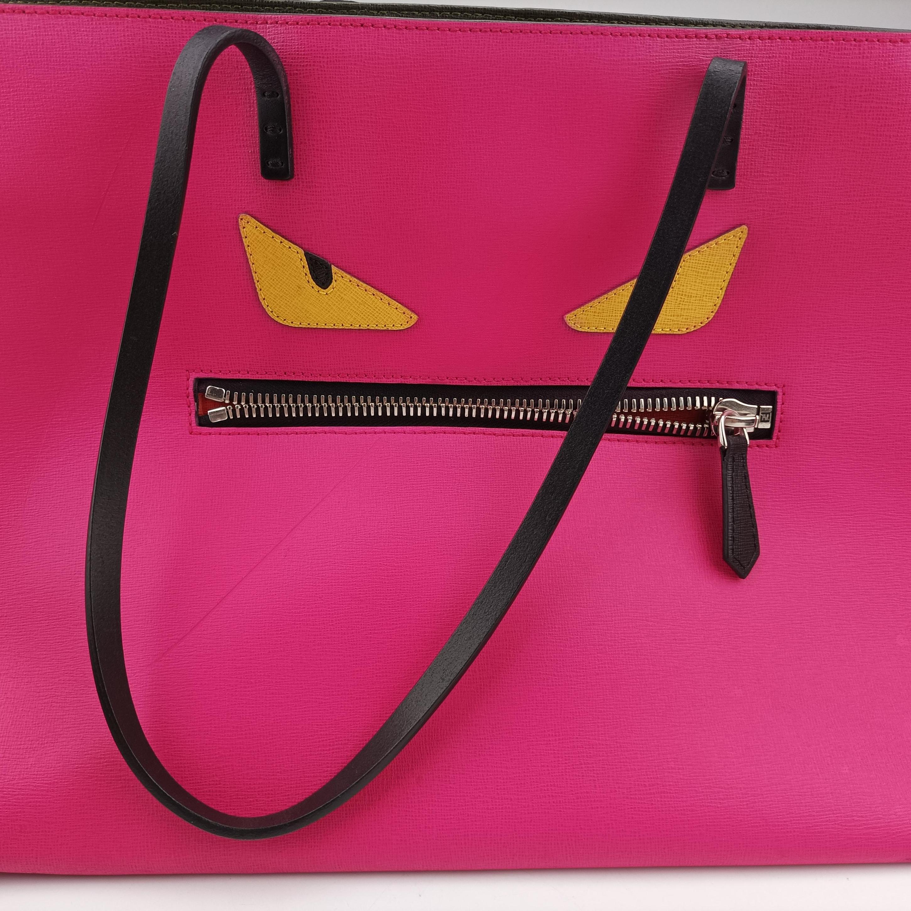 Pre-owned Fendi monster tote Pink Leather 8BH185 shoulderbag | stylenewstar