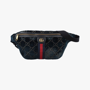 Pre-owned Gucci GG Velvet Blue velour 574968 bum bag/waist bag | stylenewstar
