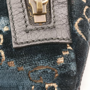Pre-owned Gucci GG Velvet Blue velour 574968 bum bag/waist bag | stylenewstar