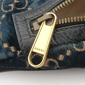 Pre-owned Gucci GG Velvet Blue velour 574968 bum bag/waist bag | stylenewstar