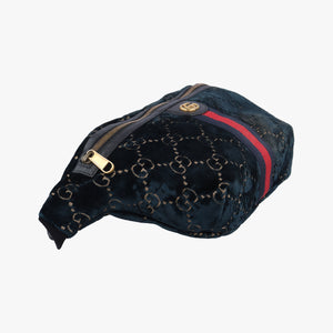 Pre-owned Gucci GG Velvet Blue velour 574968 bum bag/waist bag | stylenewstar