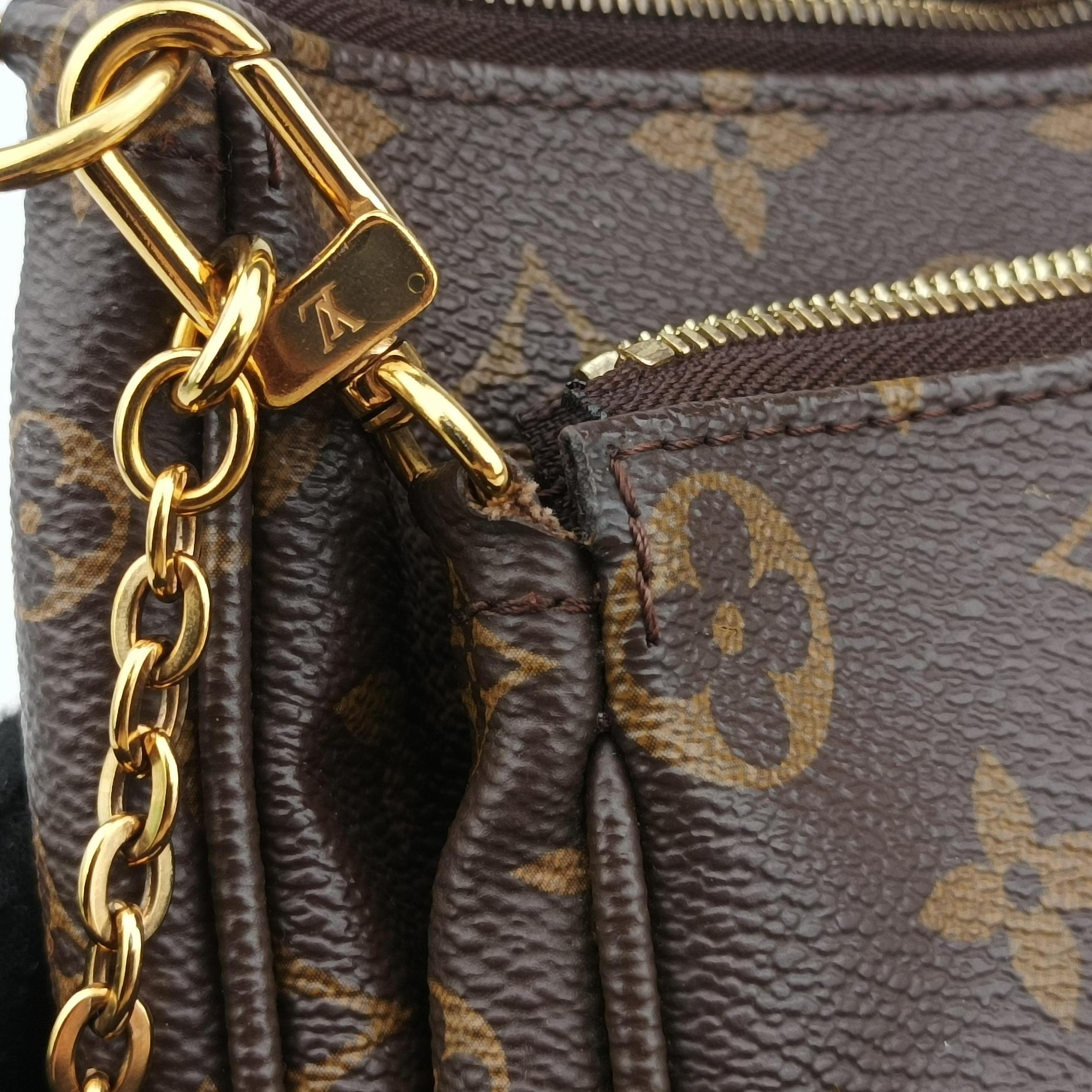 Vintage Louis Vuitton MULTI POCHETTE ACCESSOIRES MARRON×ROSE CLAIRE Monogram Canvas M44840 shoulderbag | stylenewstar