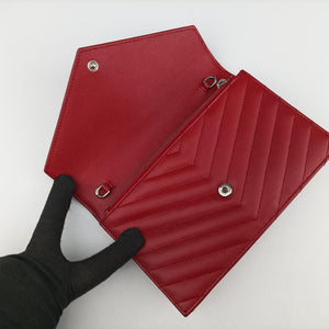 Pre-owned Yves Saint Laurent Cassandra Envelope Red Caviar Skin 393953 shoulderbag | stylenewstar