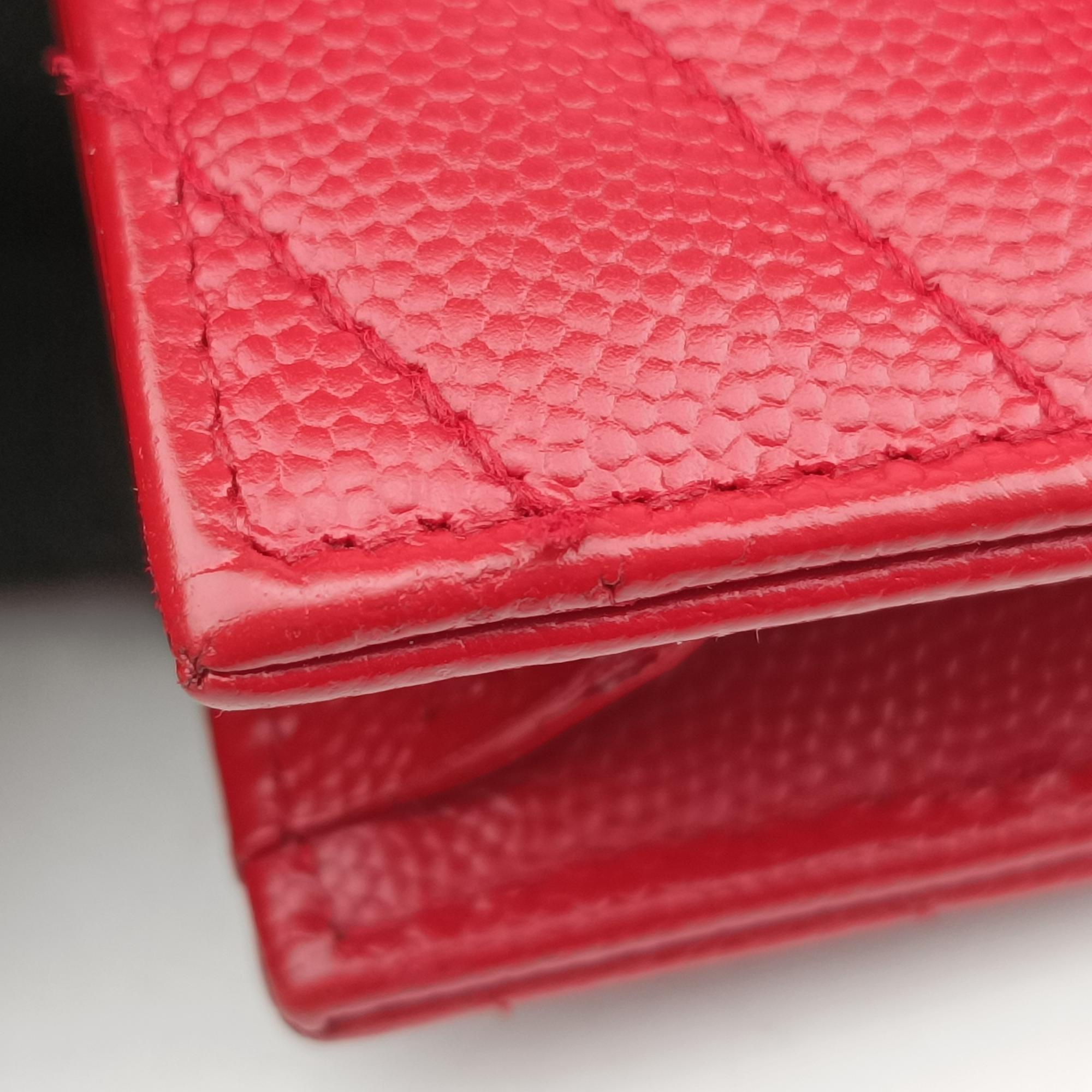 Pre-owned Yves Saint Laurent Cassandra Envelope Red Caviar Skin 393953 shoulderbag | stylenewstar