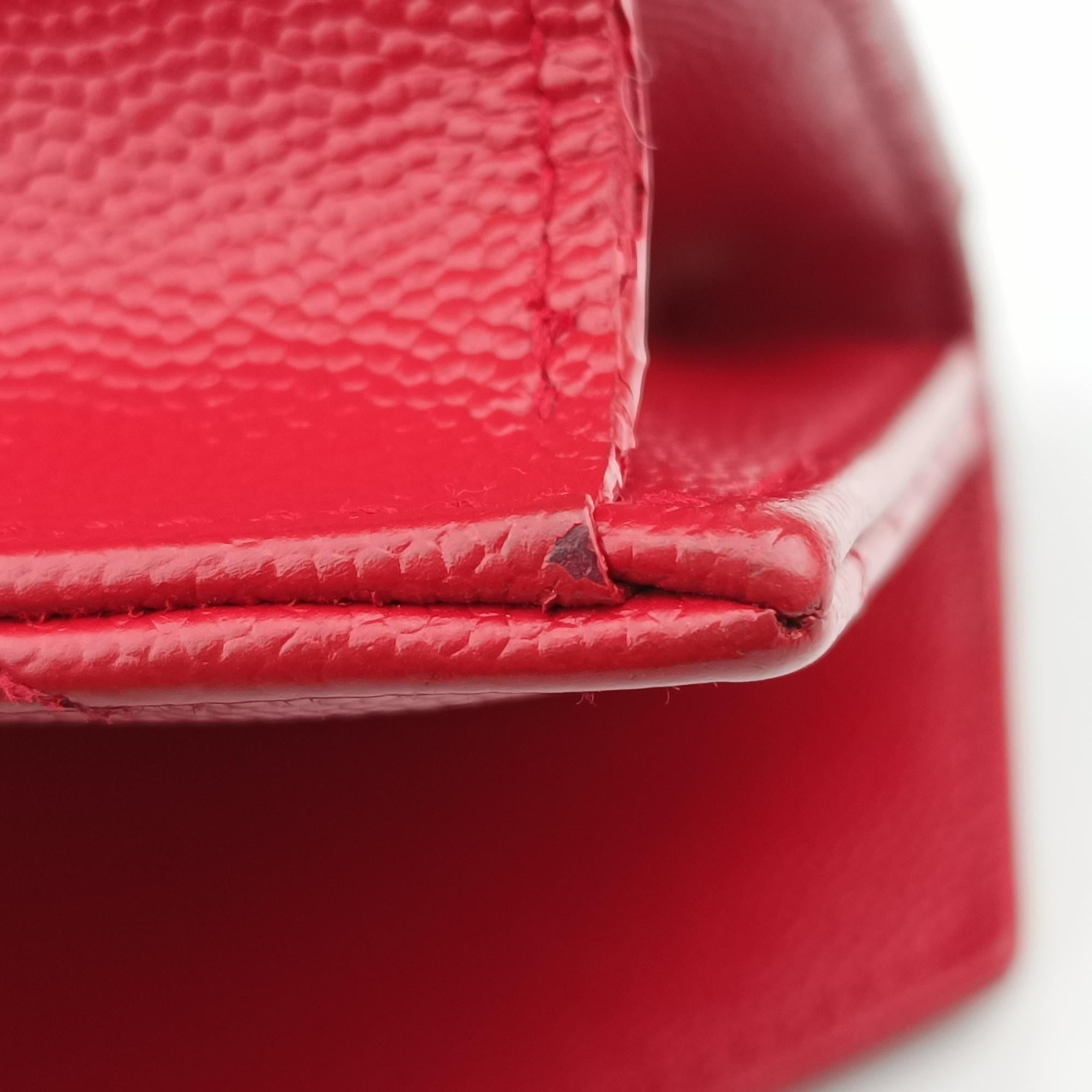 Pre-owned Yves Saint Laurent Cassandra Envelope Red Caviar Skin 393953 shoulderbag | stylenewstar