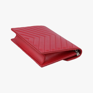 Pre-owned Yves Saint Laurent Cassandra Envelope Red Caviar Skin 393953 shoulderbag | stylenewstar