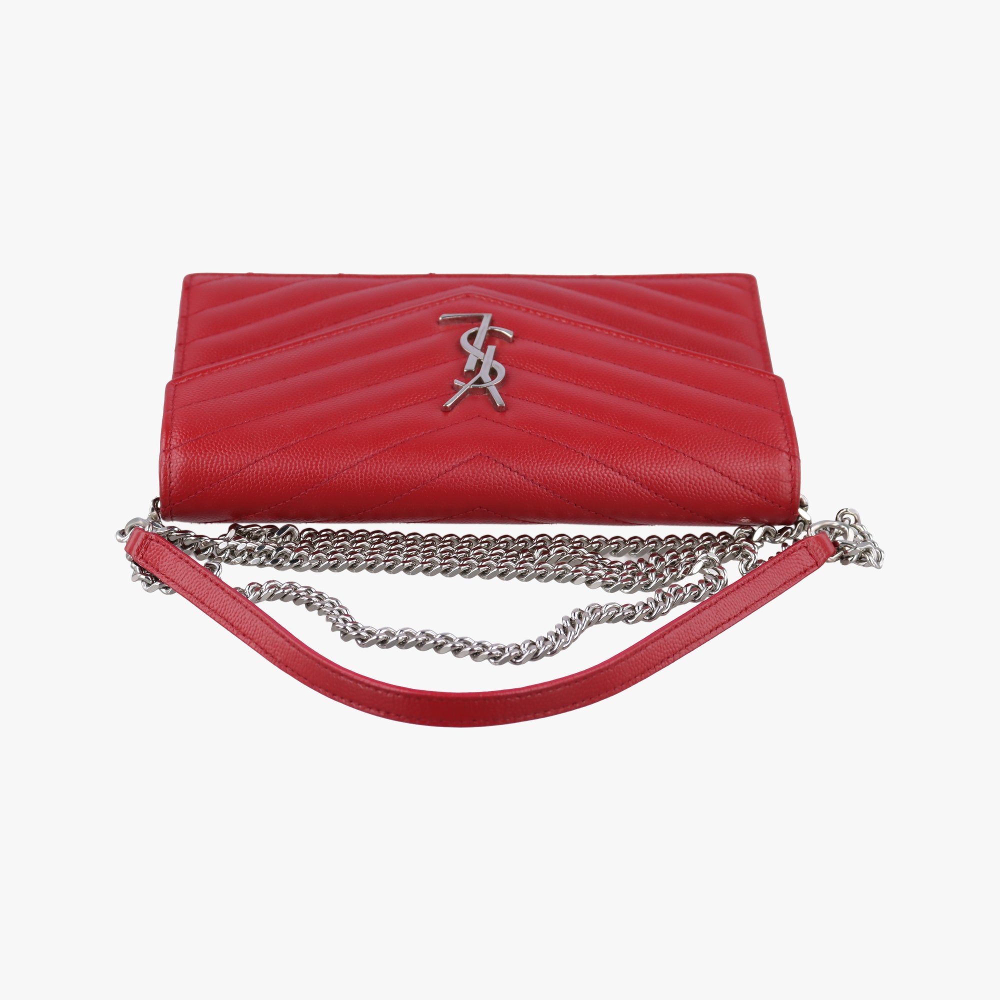 Pre-owned Yves Saint Laurent Cassandra Envelope Red Caviar Skin 393953 shoulderbag | stylenewstar