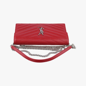 Pre-owned Yves Saint Laurent Cassandra Envelope Red Caviar Skin 393953 shoulderbag | stylenewstar