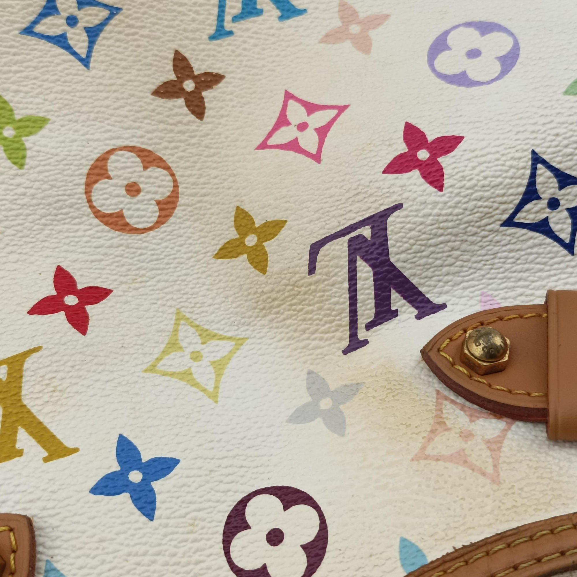 Pre-owned Louis Vuitton GRETA white Monogram Multicolor M40195 shoulderbag | stylenewstar