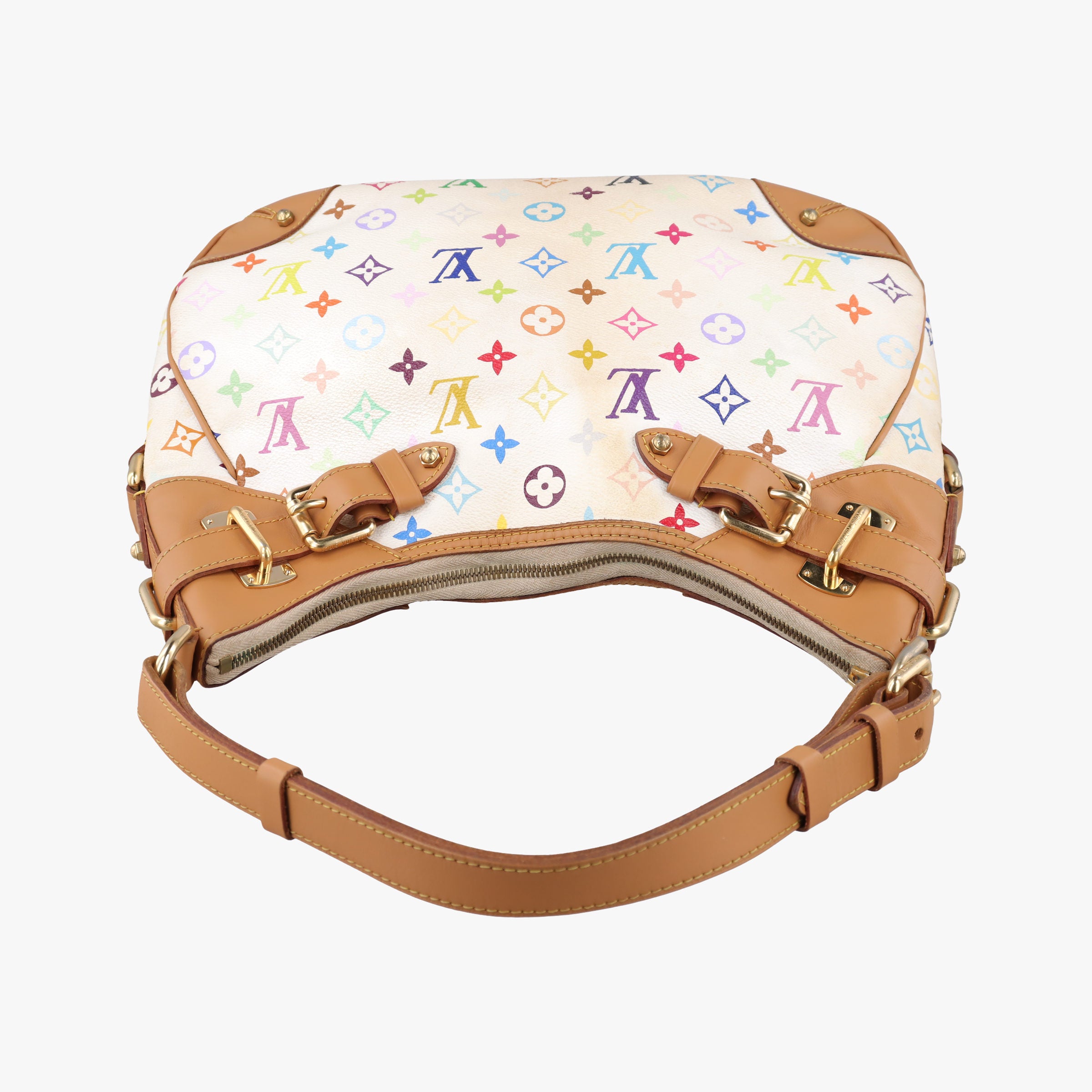 Pre-owned Louis Vuitton GRETA white Monogram Multicolor M40195 shoulderbag | stylenewstar
