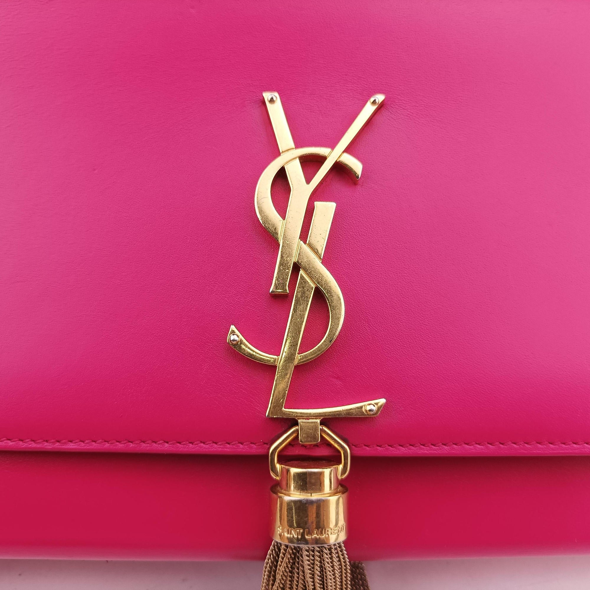 Pre-owned Yves Saint Laurent KATE Rose Leather 354119 shoulderbag | stylenewstar