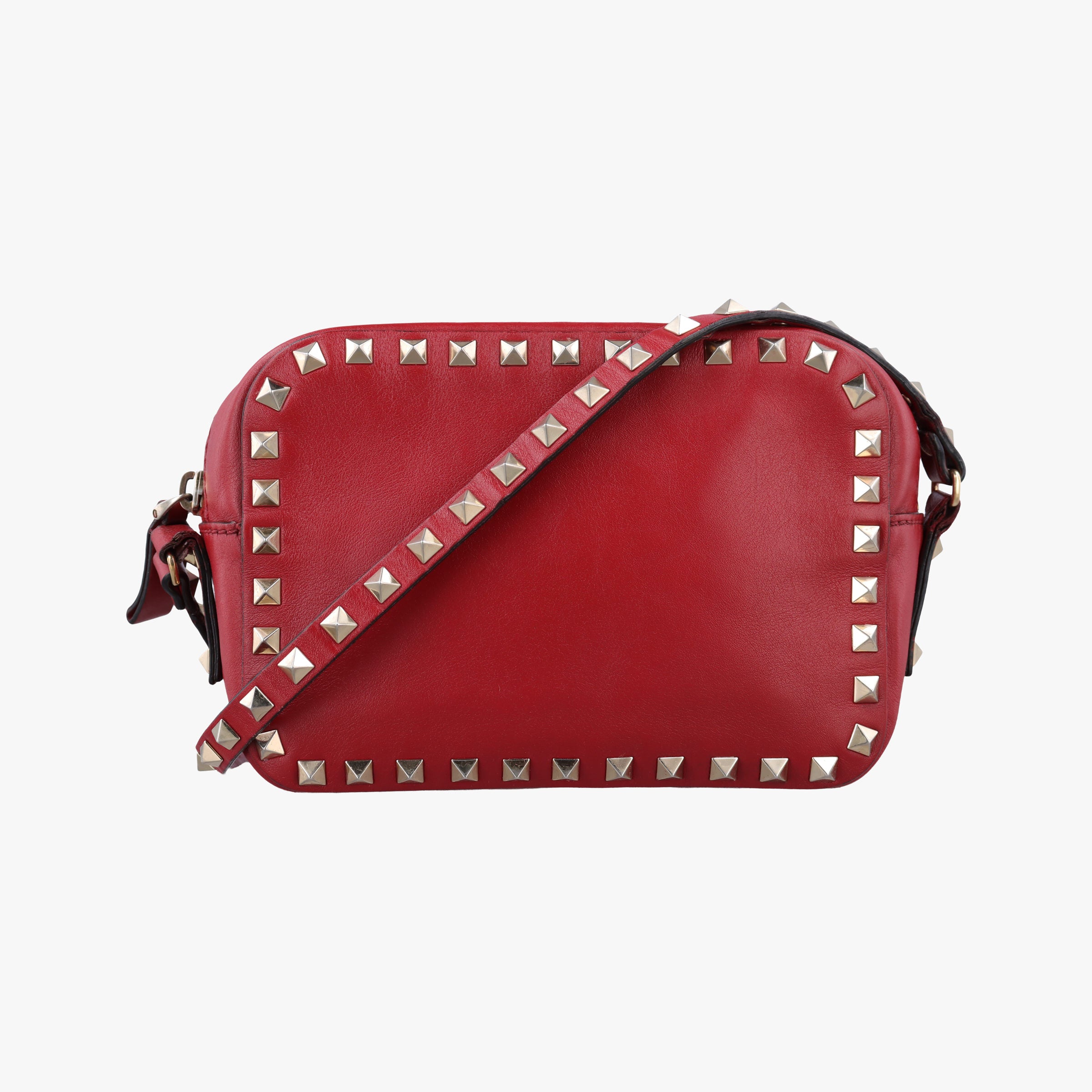Pre-owned Valentino Rockstud Red Leather  shoulderbag | stylenewstar