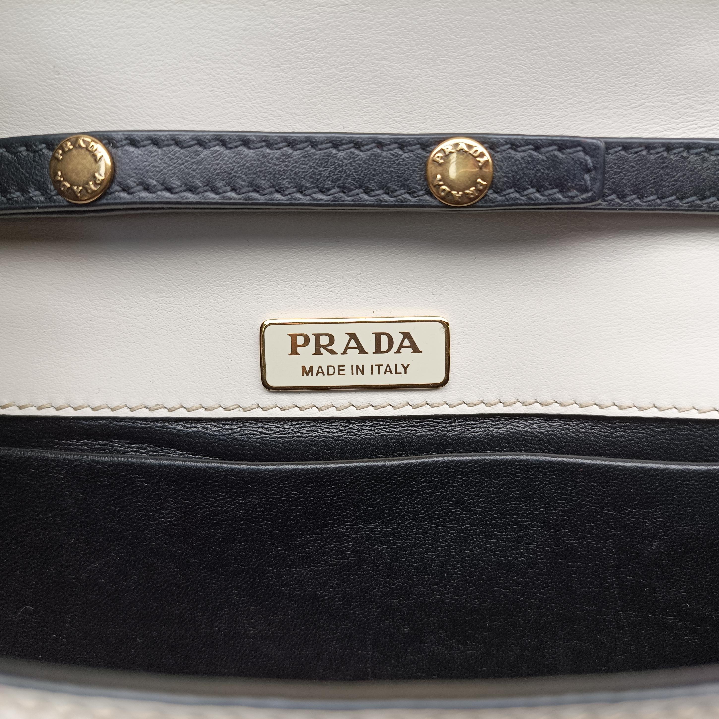 Pre-owned Prada Astrology Cahier White×Black Saffiano leather×Leather  shoulderbag | stylenewstar