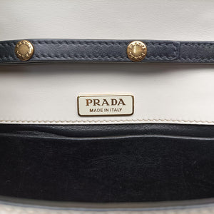 Pre-owned Prada Astrology Cahier White×Black Saffiano leather×Leather  shoulderbag | stylenewstar