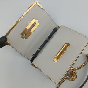 Pre-owned Prada Astrology Cahier White×Black Saffiano leather×Leather  shoulderbag | stylenewstar