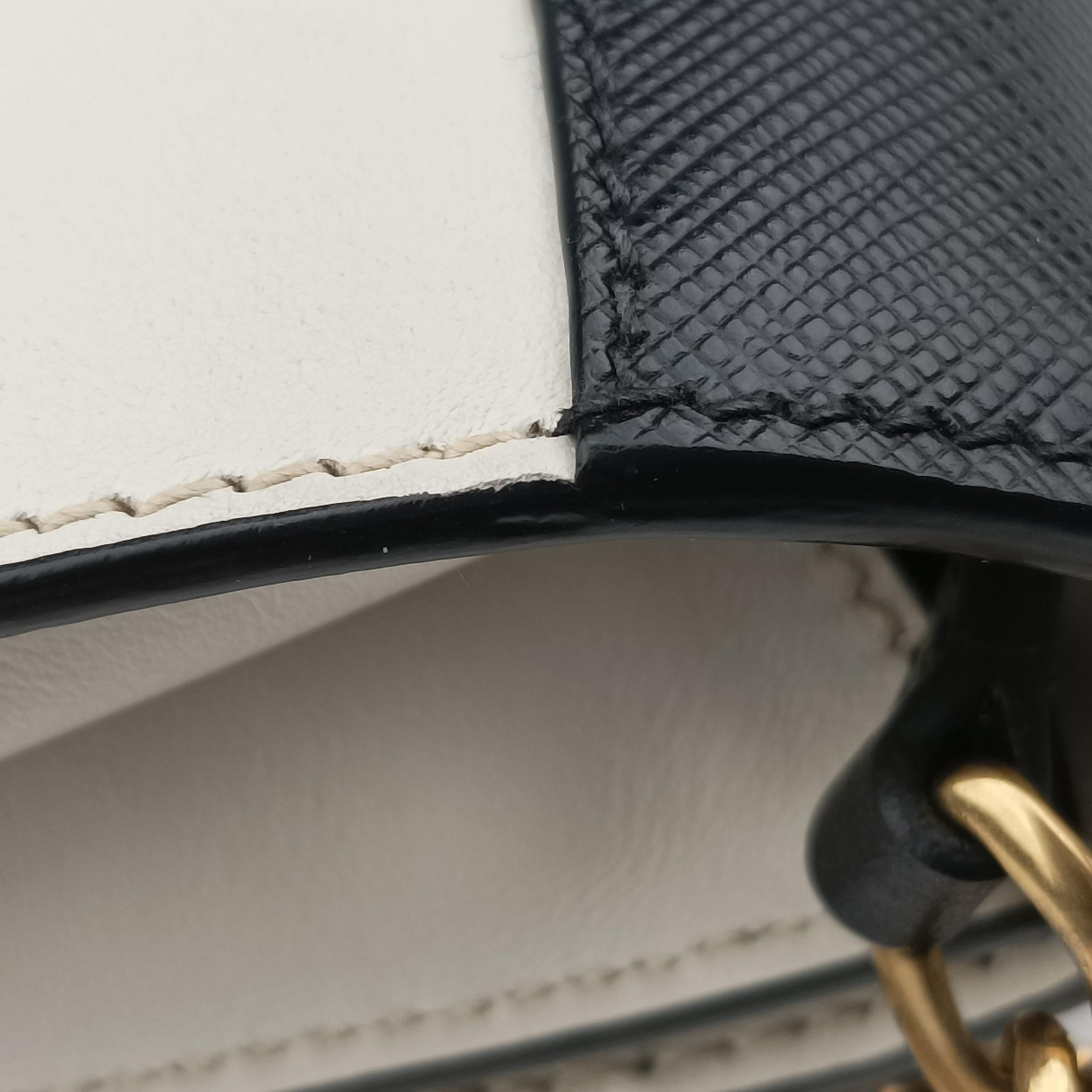Pre-owned Prada Astrology Cahier White×Black Saffiano leather×Leather  shoulderbag | stylenewstar