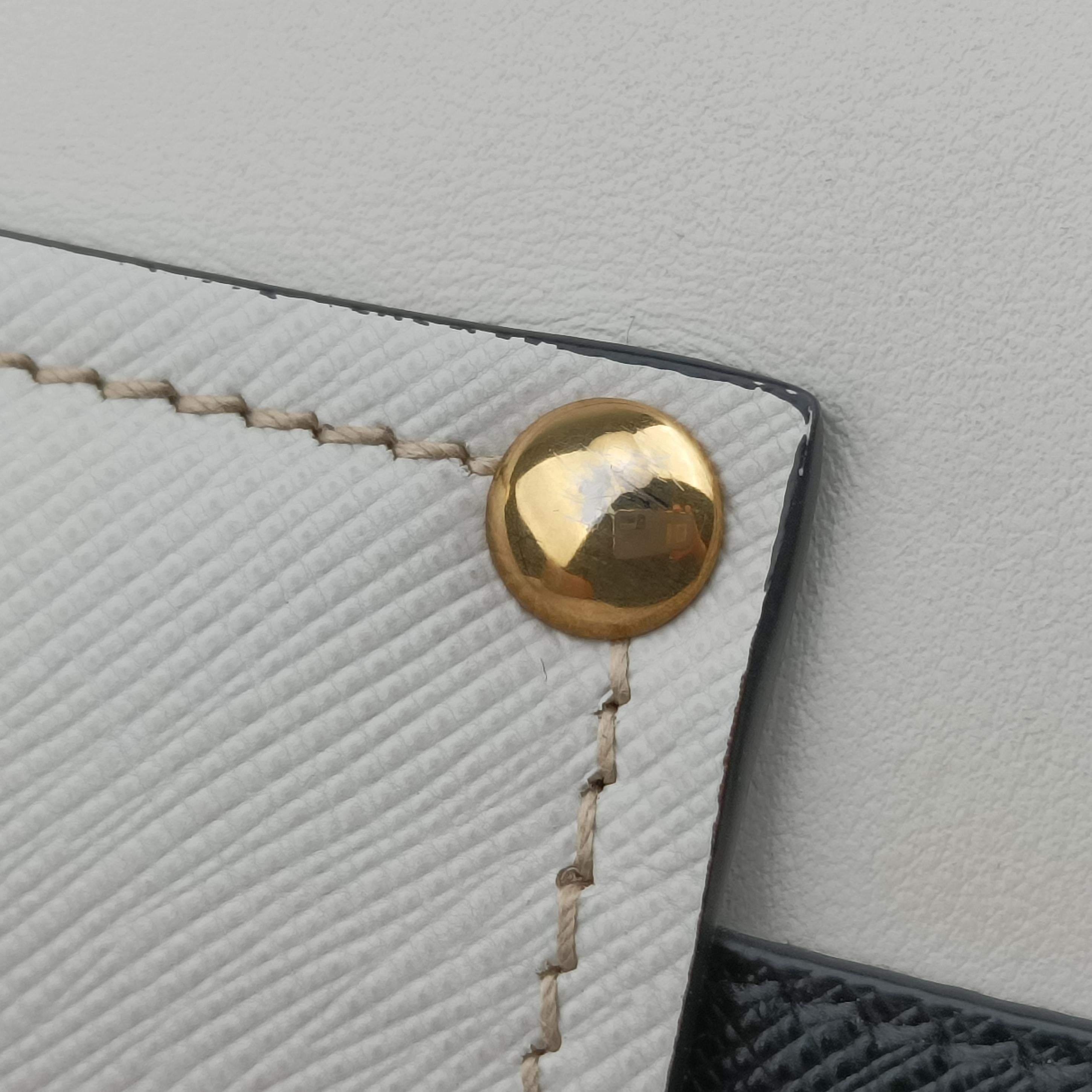 Pre-owned Prada Astrology Cahier White×Black Saffiano leather×Leather  shoulderbag | stylenewstar