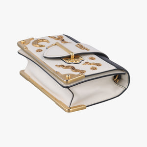 Pre-owned Prada Astrology Cahier White×Black Saffiano leather×Leather  shoulderbag | stylenewstar