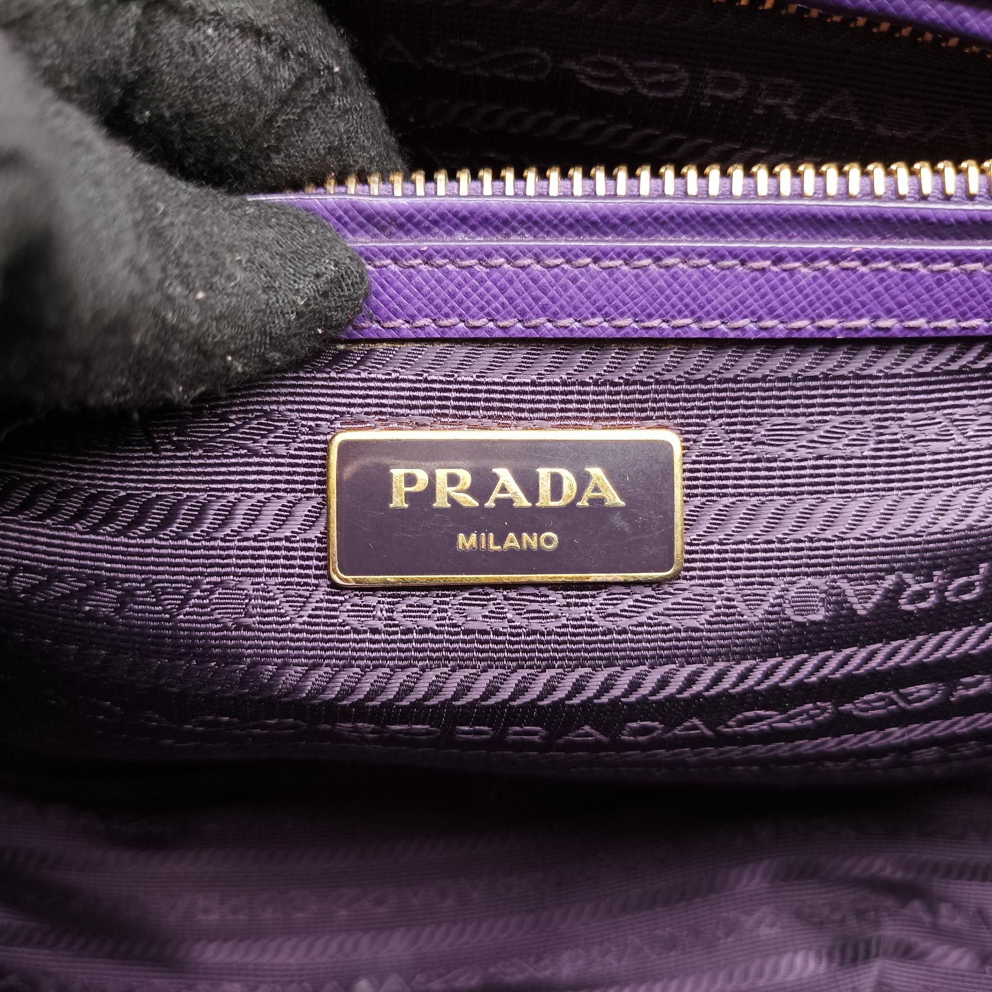 Pre-owned Prada Galleria Purple SAFFIANO Leather BN1801 handbag | stylenewstar