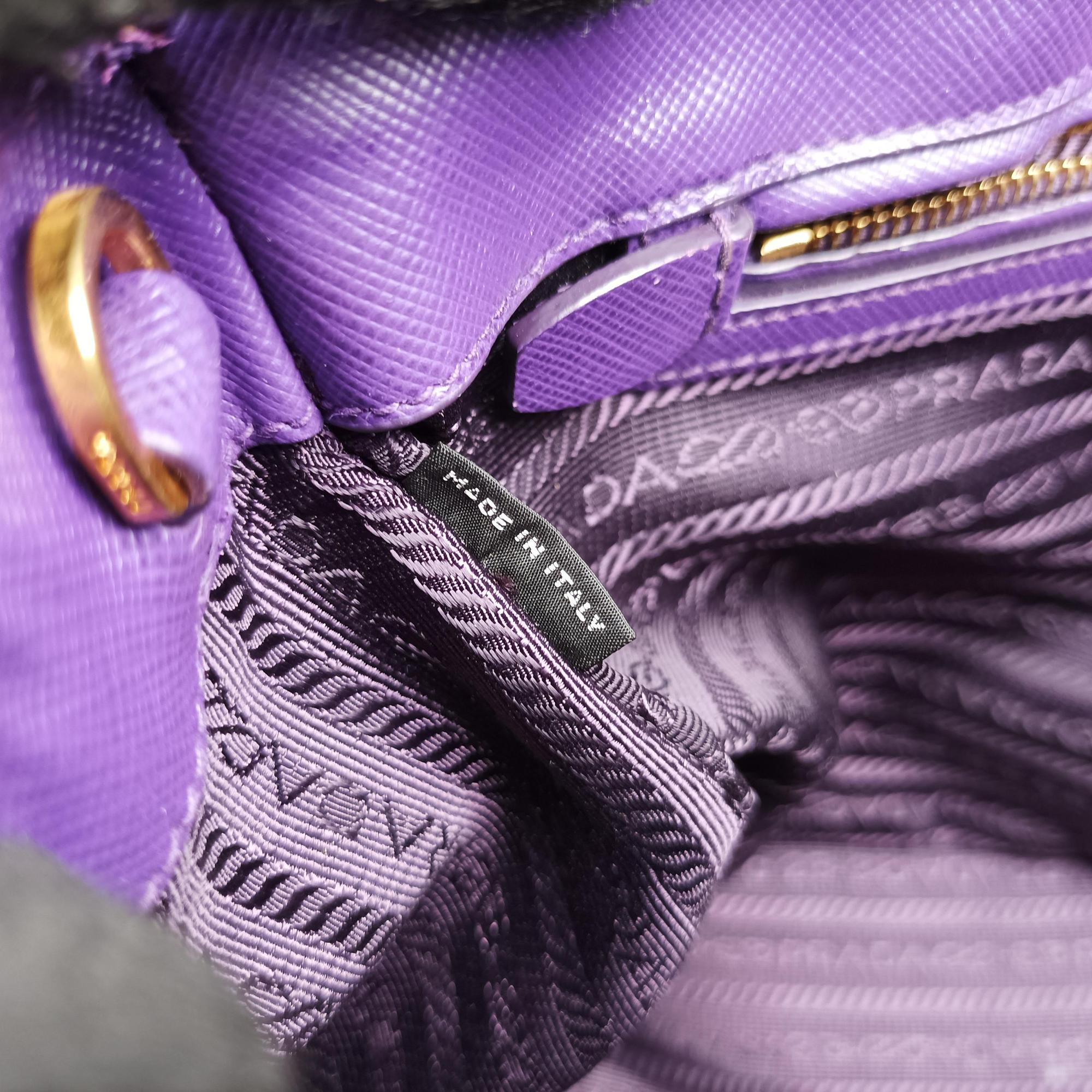 Pre-owned Prada Galleria Purple SAFFIANO Leather BN1801 handbag | stylenewstar