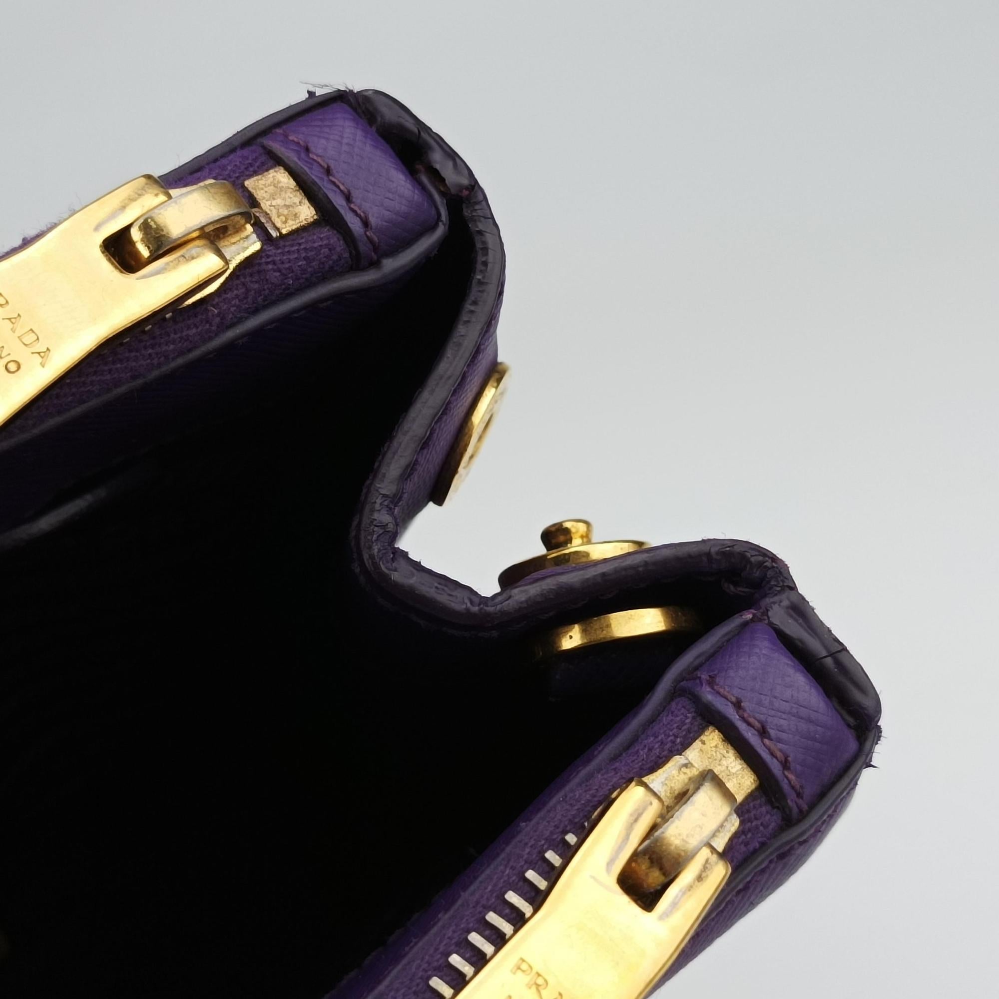 Pre-owned Prada Galleria Purple SAFFIANO Leather BN1801 handbag | stylenewstar