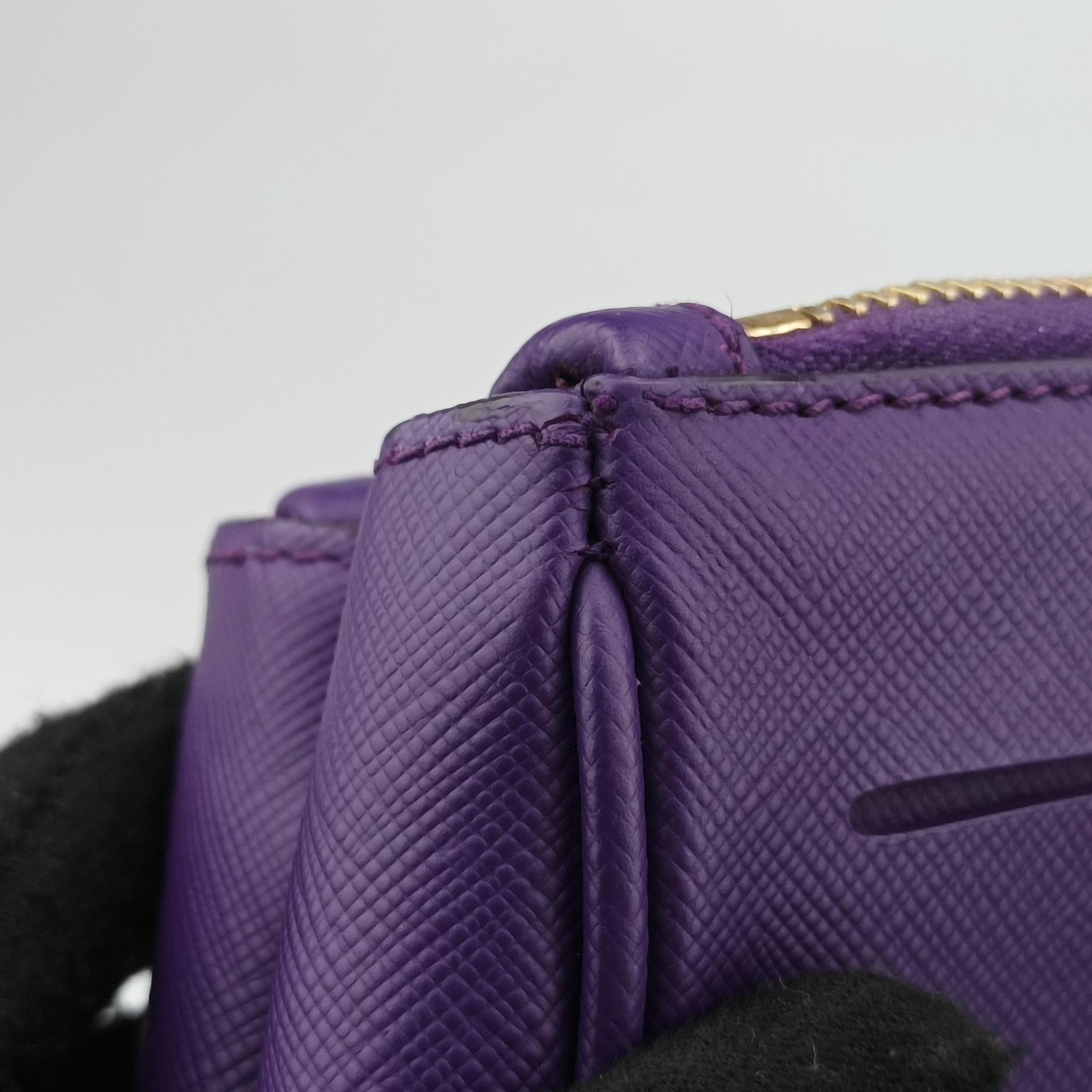 Pre-owned Prada Galleria Purple SAFFIANO Leather BN1801 handbag | stylenewstar