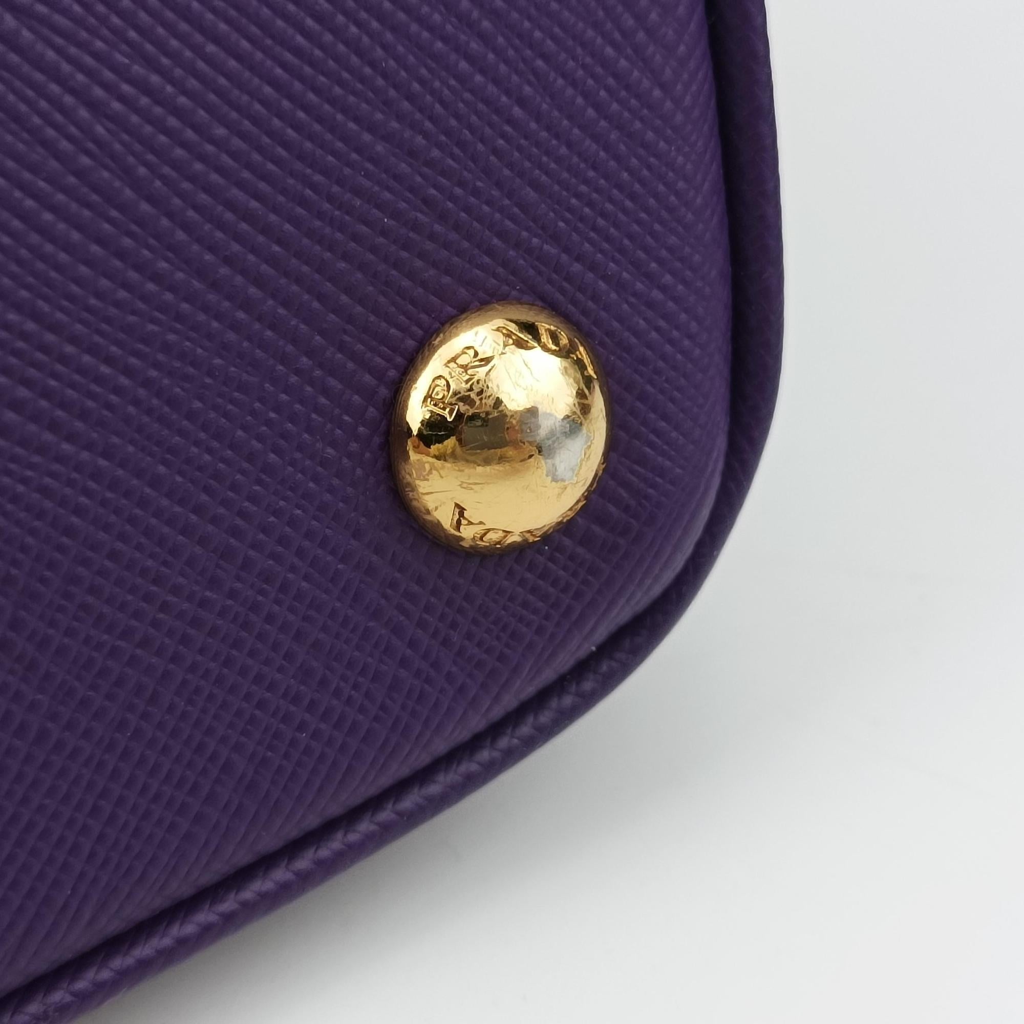 Pre-owned Prada Galleria Purple SAFFIANO Leather BN1801 handbag | stylenewstar