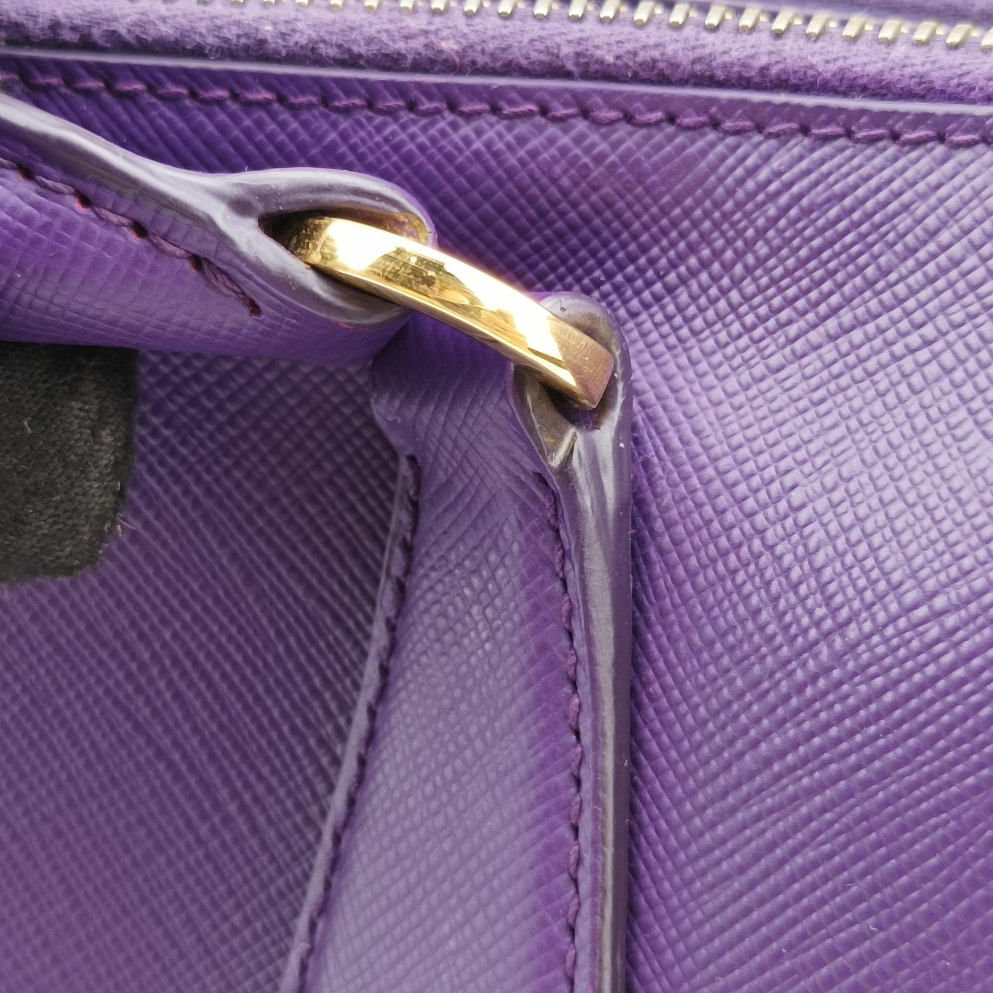 Pre-owned Prada Galleria Purple SAFFIANO Leather BN1801 handbag | stylenewstar