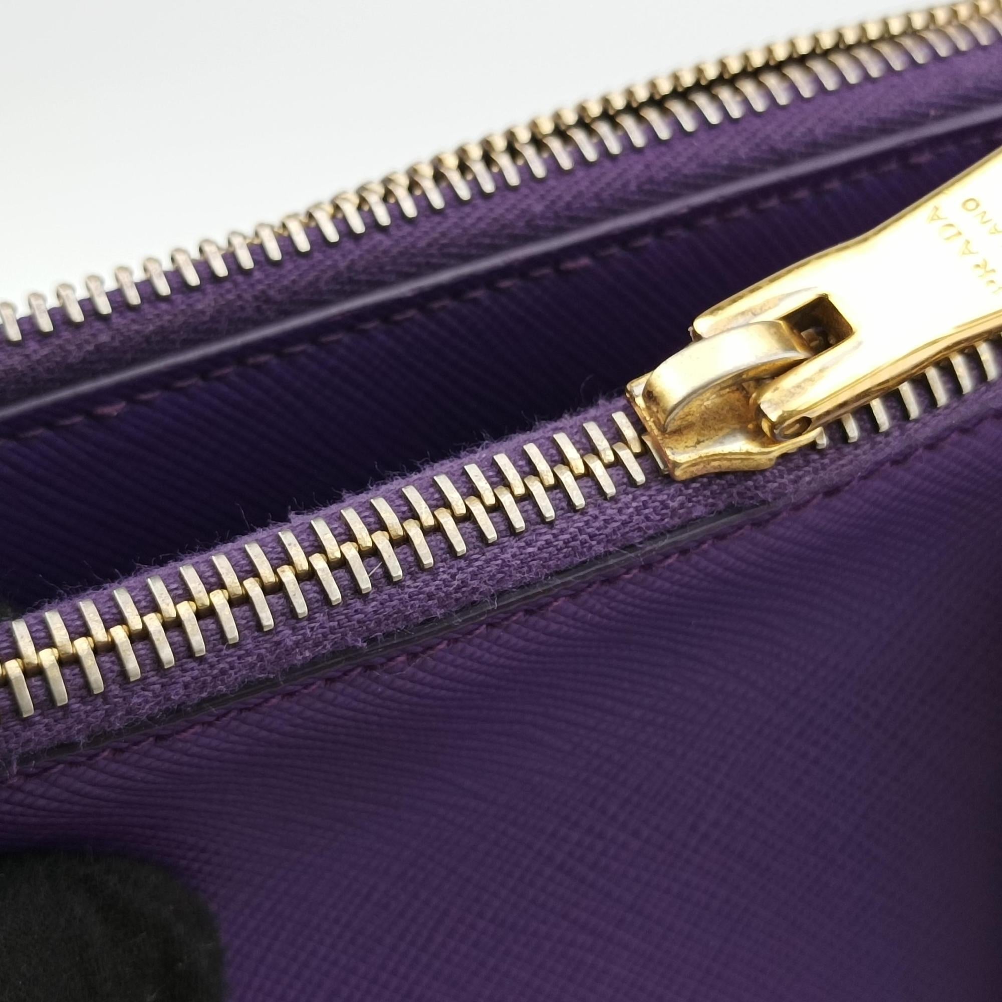Pre-owned Prada Galleria Purple SAFFIANO Leather BN1801 handbag | stylenewstar