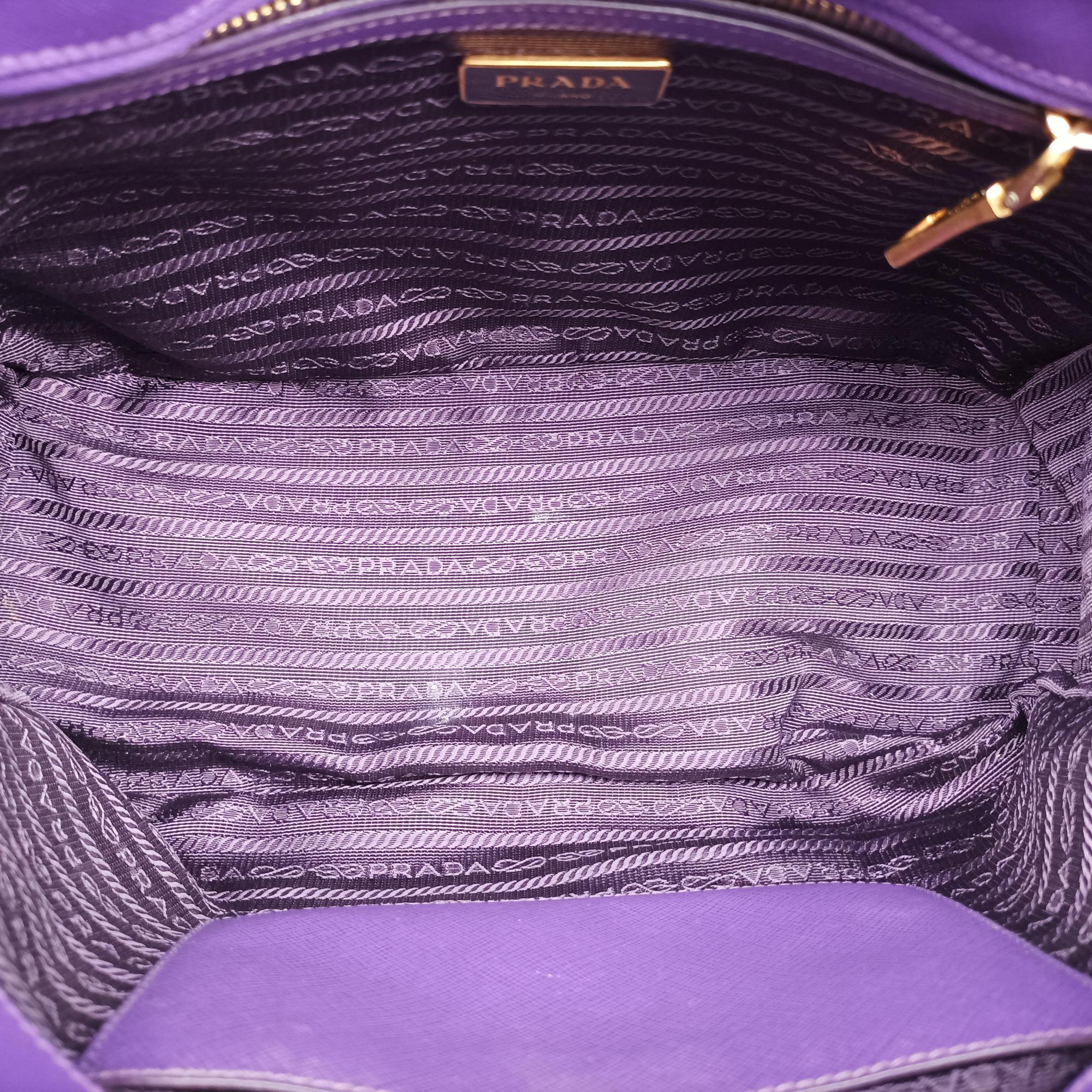 Pre-owned Prada Galleria Purple SAFFIANO Leather BN1801 handbag | stylenewstar