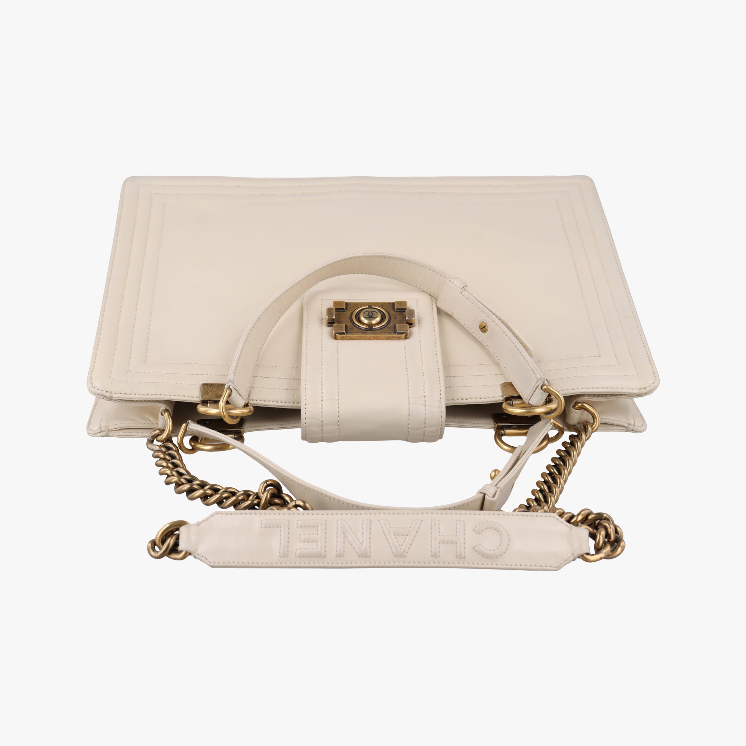 Vintage Chanel Jetsetter Boy Shopping White Leather A66714 shoulderbag | stylenewstar