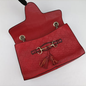 Pre-owned Gucci Emily Red Leather 295402 shoulderbag | stylenewstar