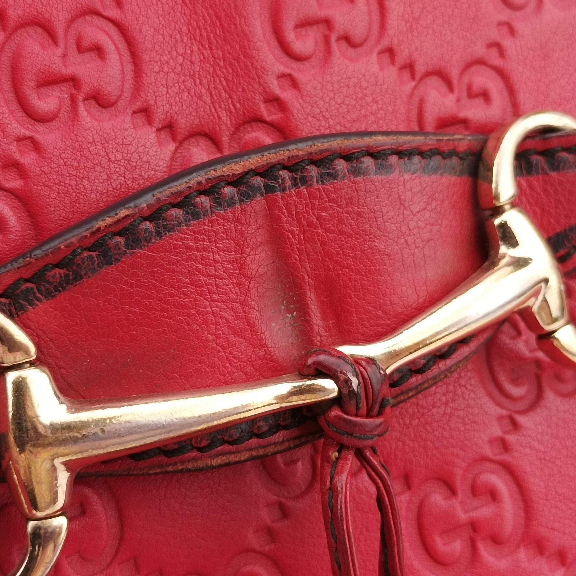 Pre-owned Gucci Emily Red Leather 295402 shoulderbag | stylenewstar