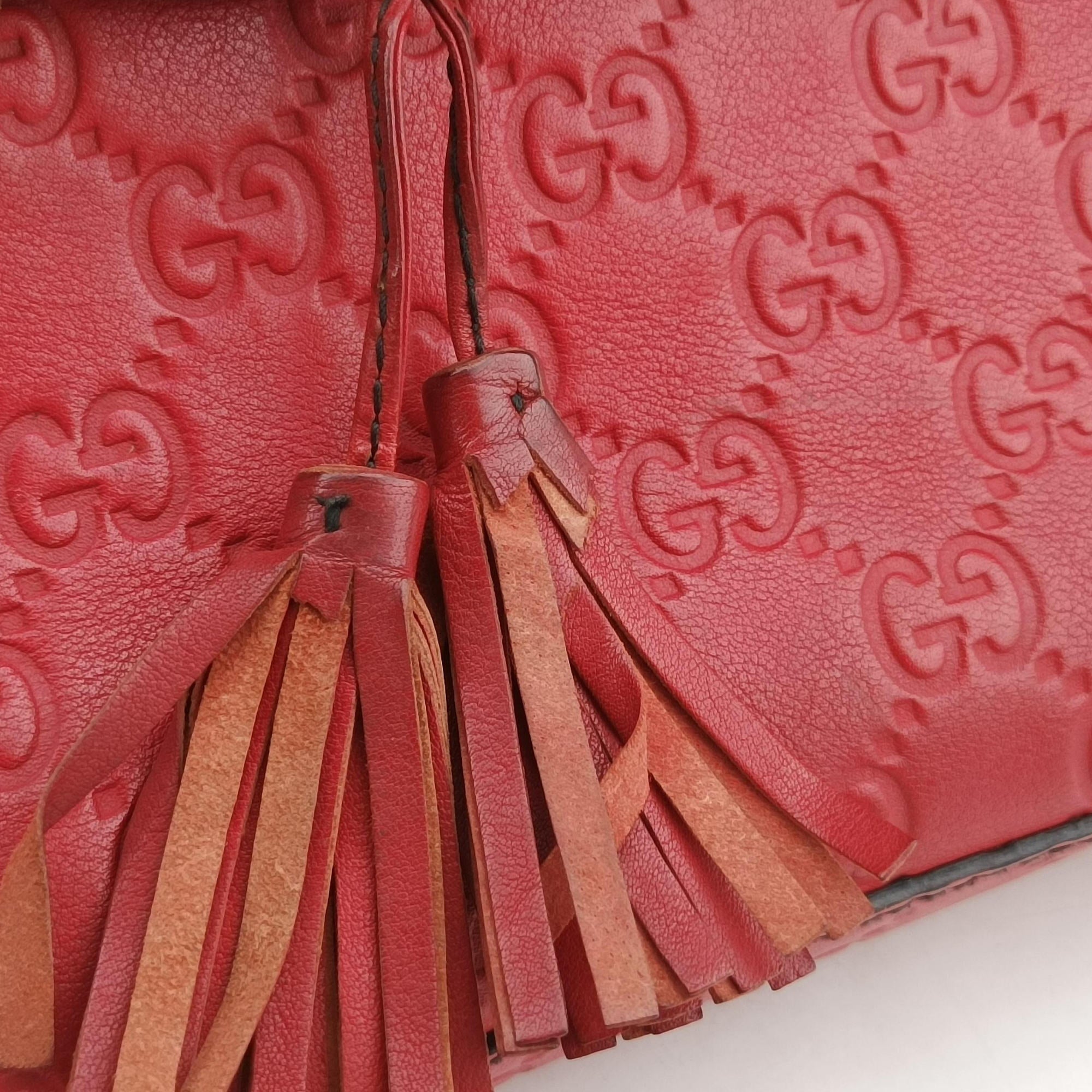 Pre-owned Gucci Emily Red Leather 295402 shoulderbag | stylenewstar