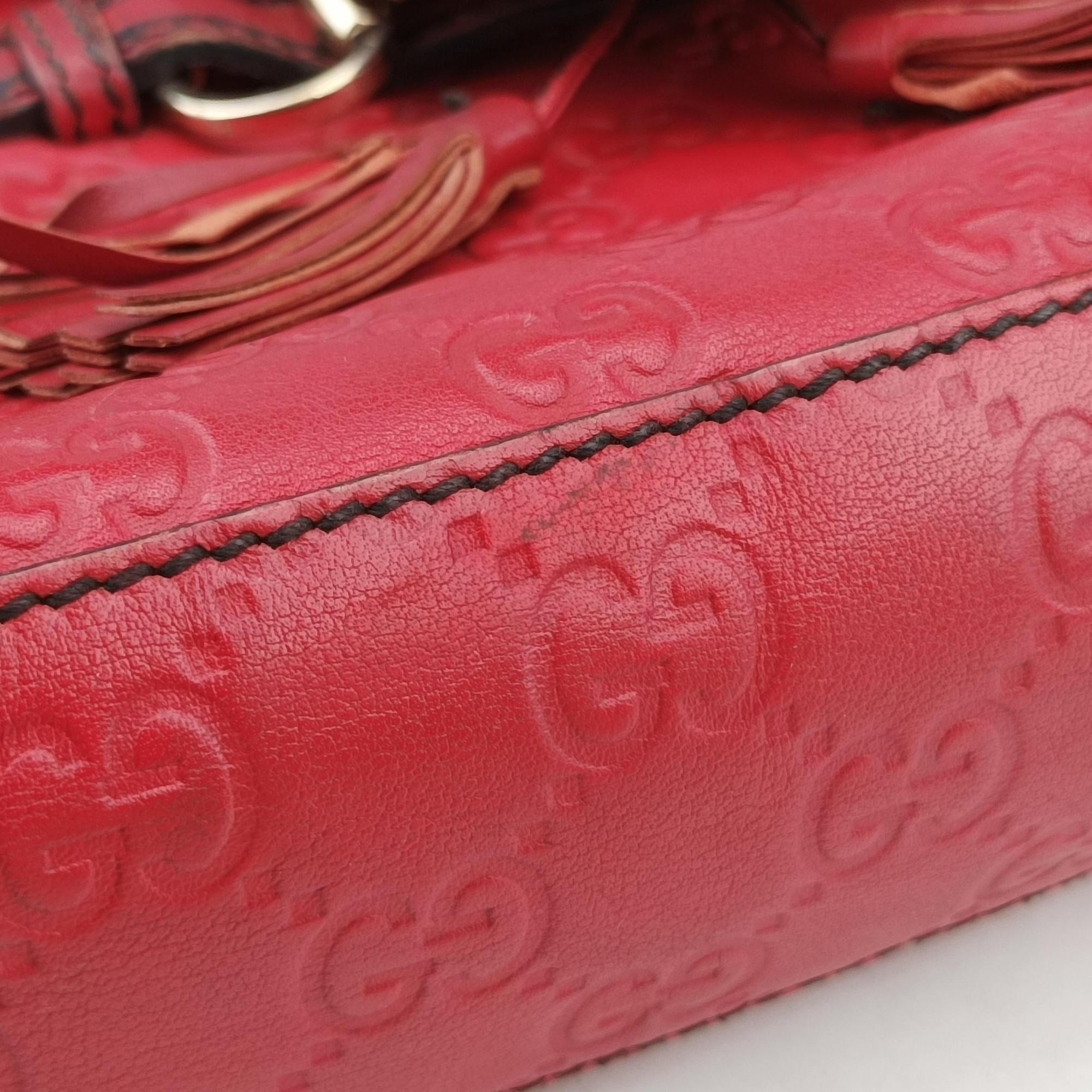Pre-owned Gucci Emily Red Leather 295402 shoulderbag | stylenewstar