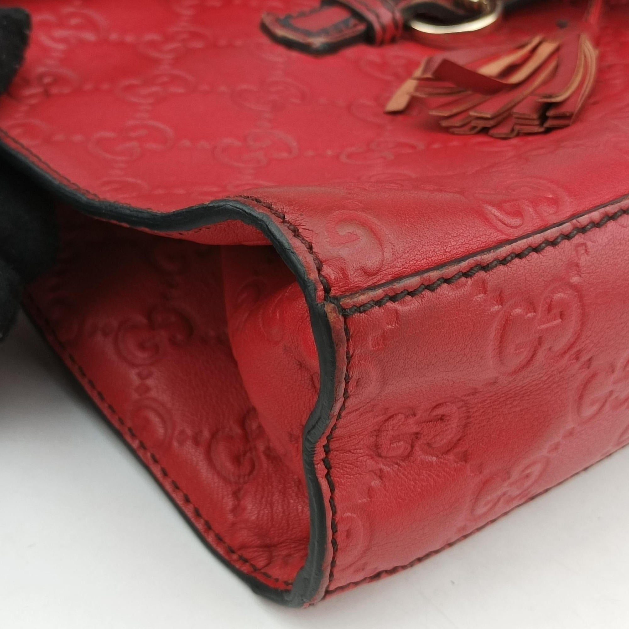 Pre-owned Gucci Emily Red Leather 295402 shoulderbag | stylenewstar