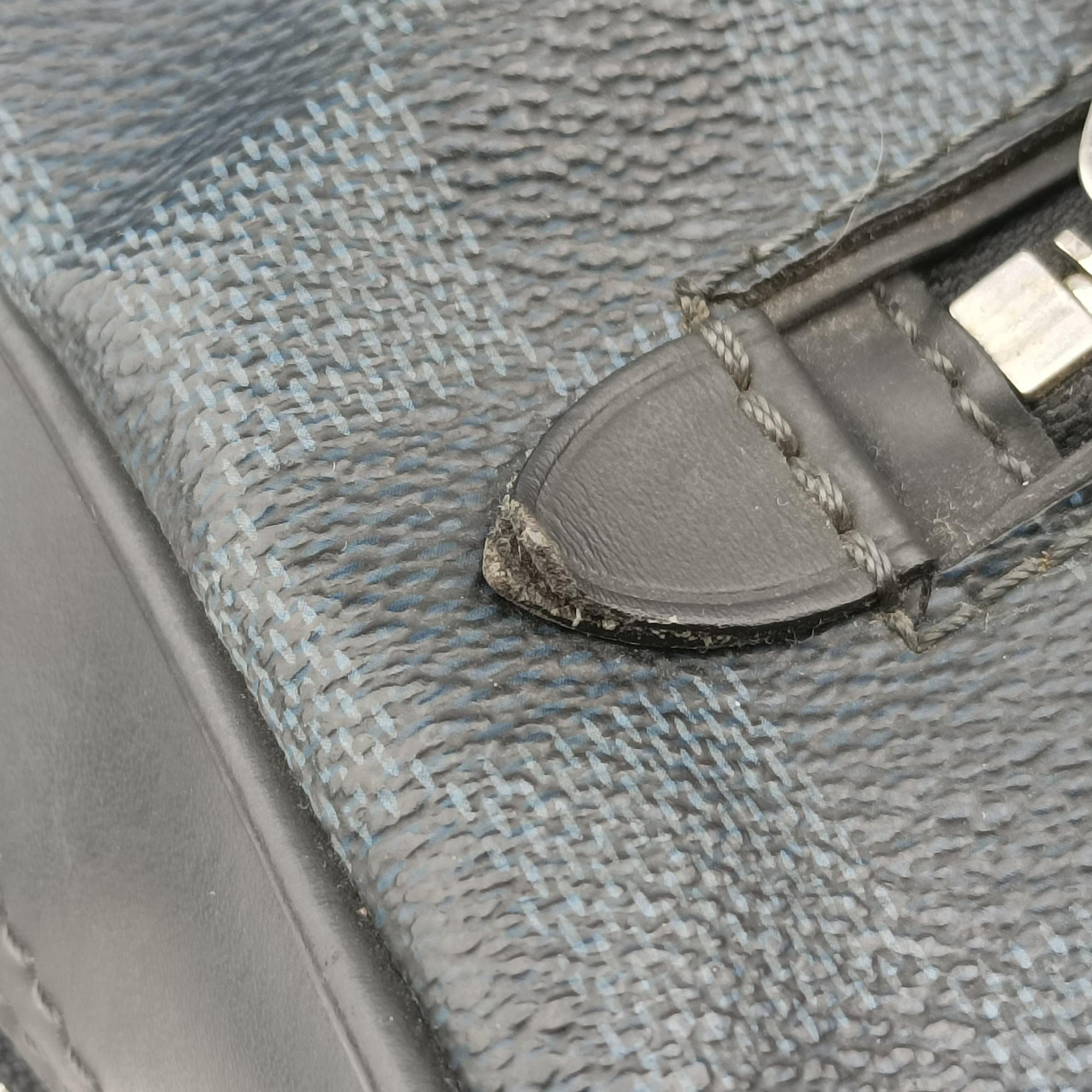 Vintage Louis Vuitton Porte-Documents Business Cobalt×Noir Damier×Leather N41347 handbag | stylenewstar