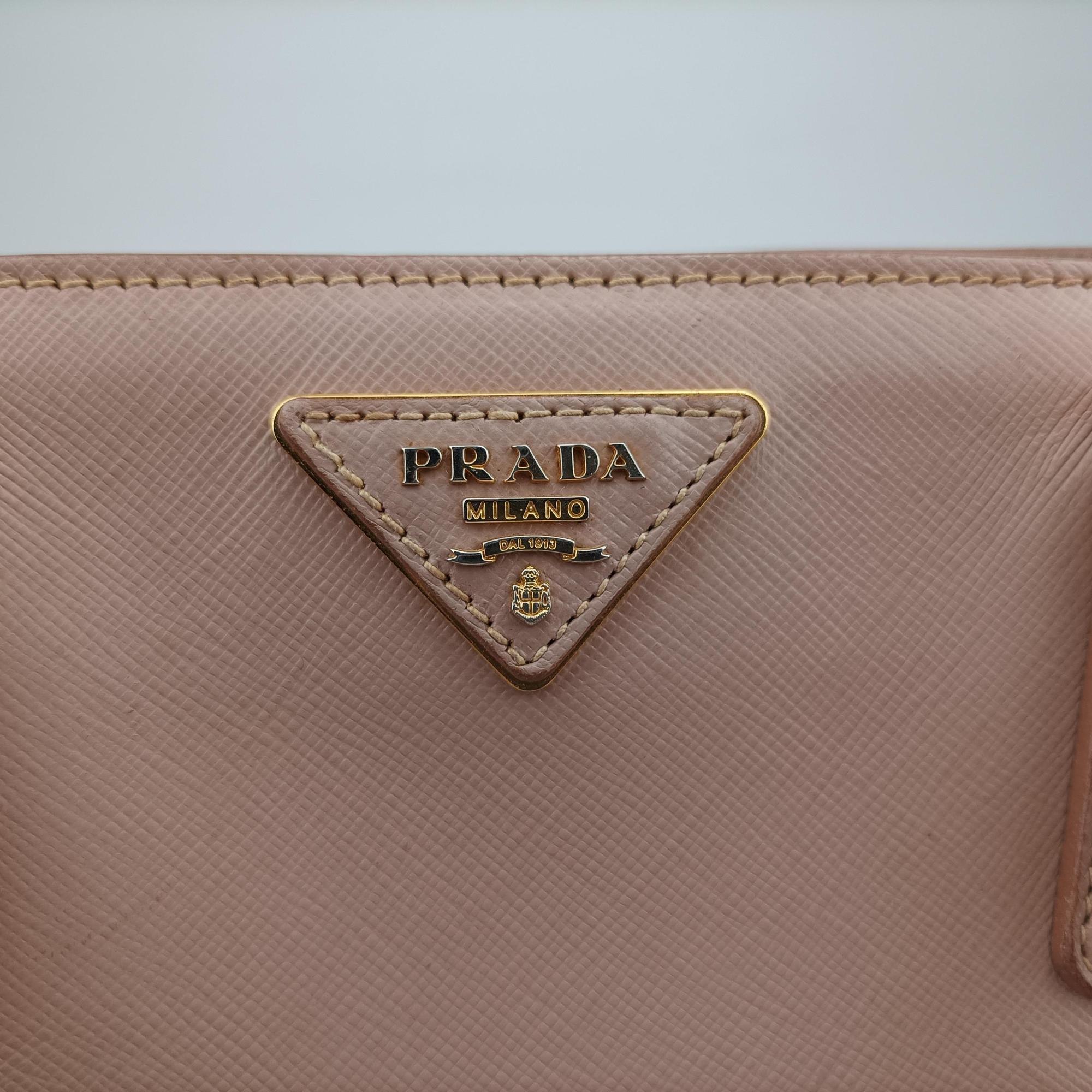 Pre-owned Prada Galleria Pink SAFFIANO Leather BN2274 shoulderbag | stylenewstar
