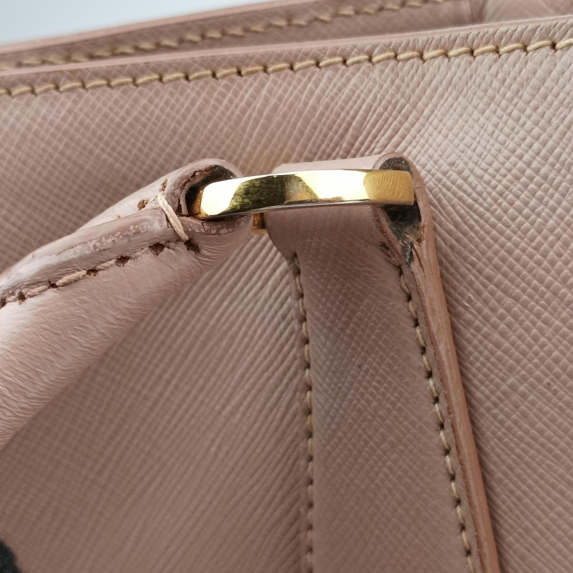 Pre-owned Prada Galleria Pink SAFFIANO Leather BN2274 shoulderbag | stylenewstar