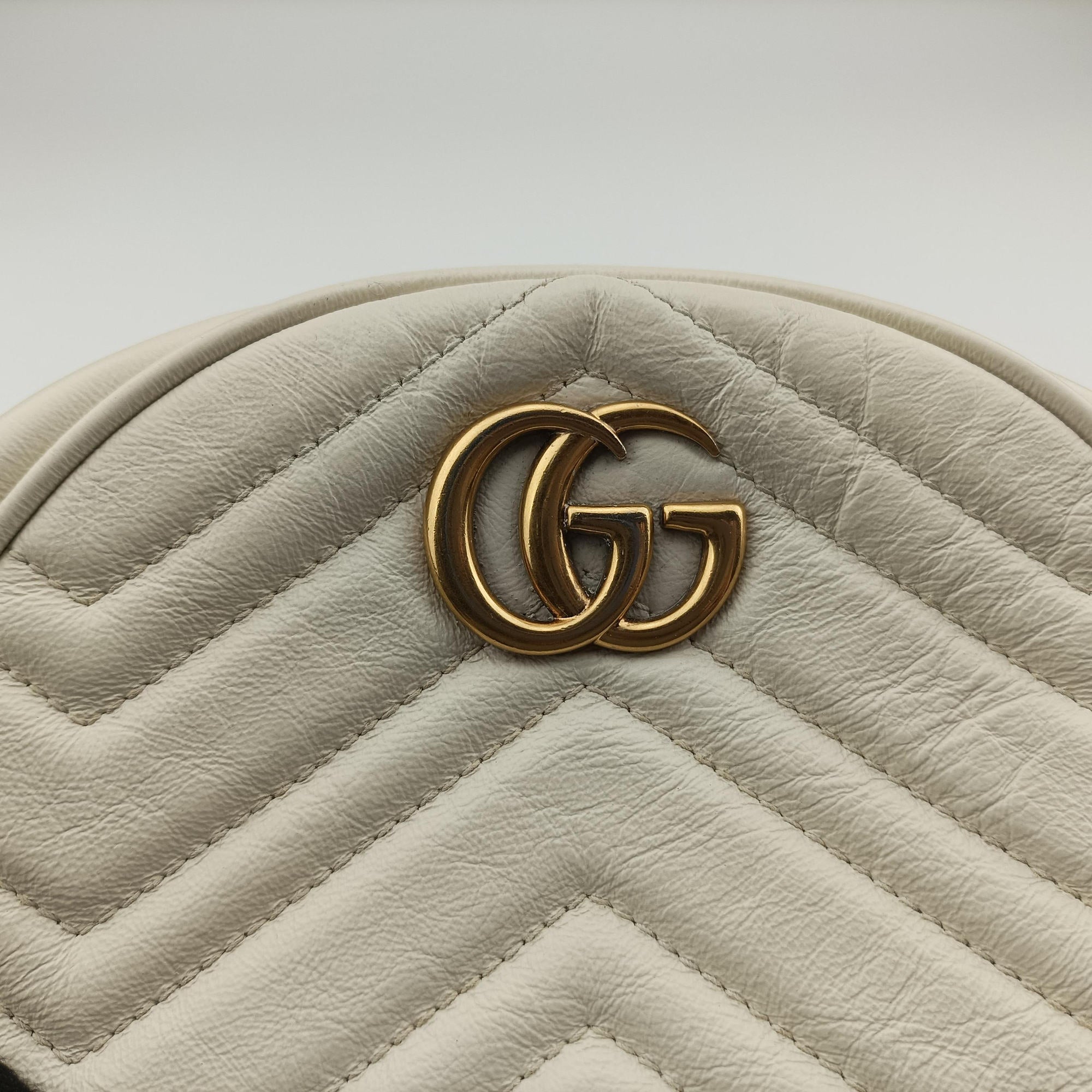 Pre-owned Gucci GG Marmont White Leather 550154 shoulderbag | stylenewstar