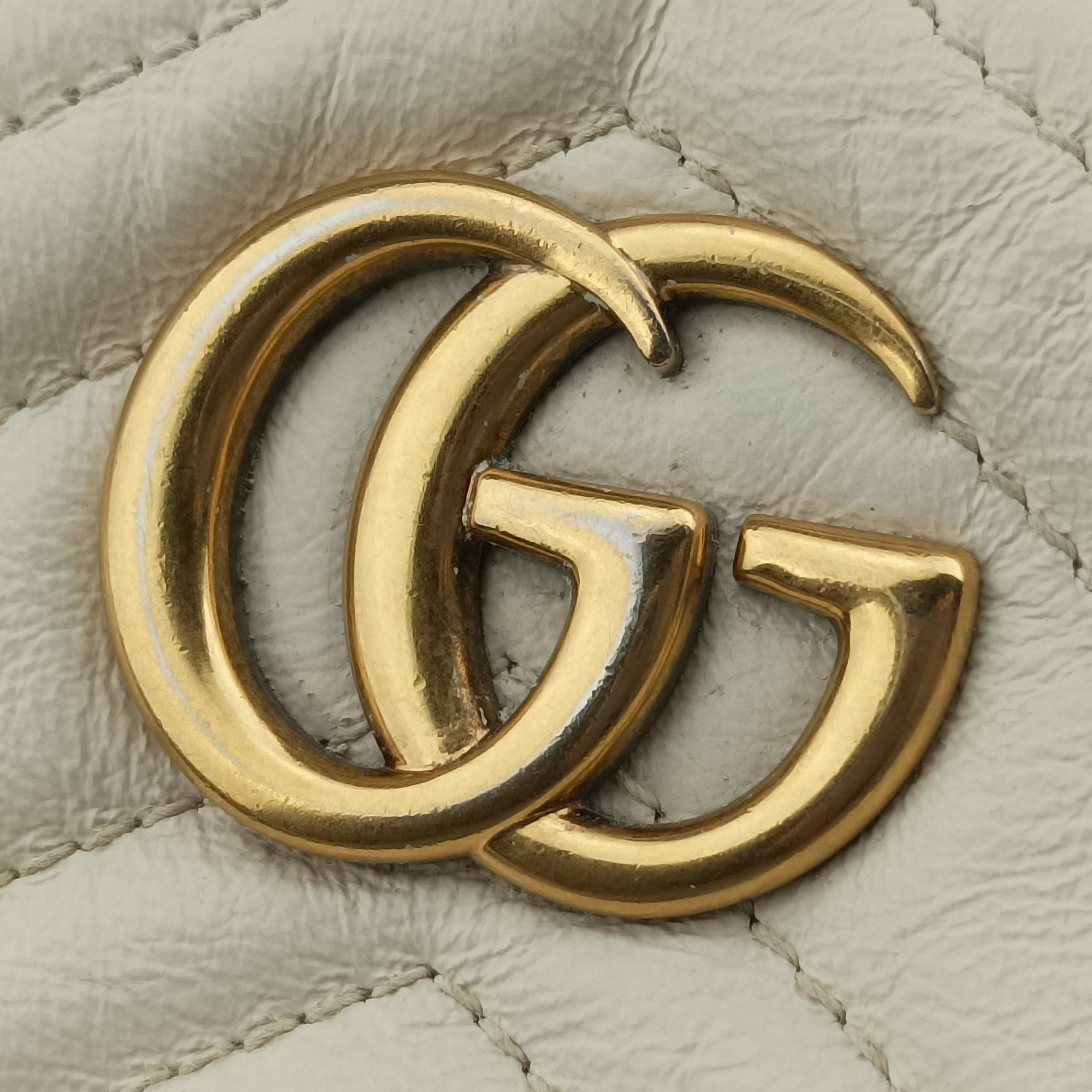 Pre-owned Gucci GG Marmont White Leather 550154 shoulderbag | stylenewstar