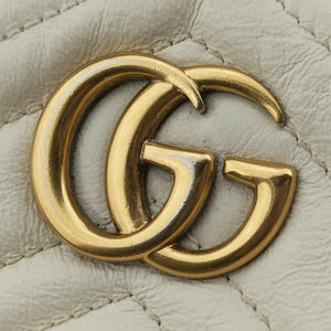 Pre-owned Gucci GG Marmont White Leather 550154 shoulderbag | stylenewstar