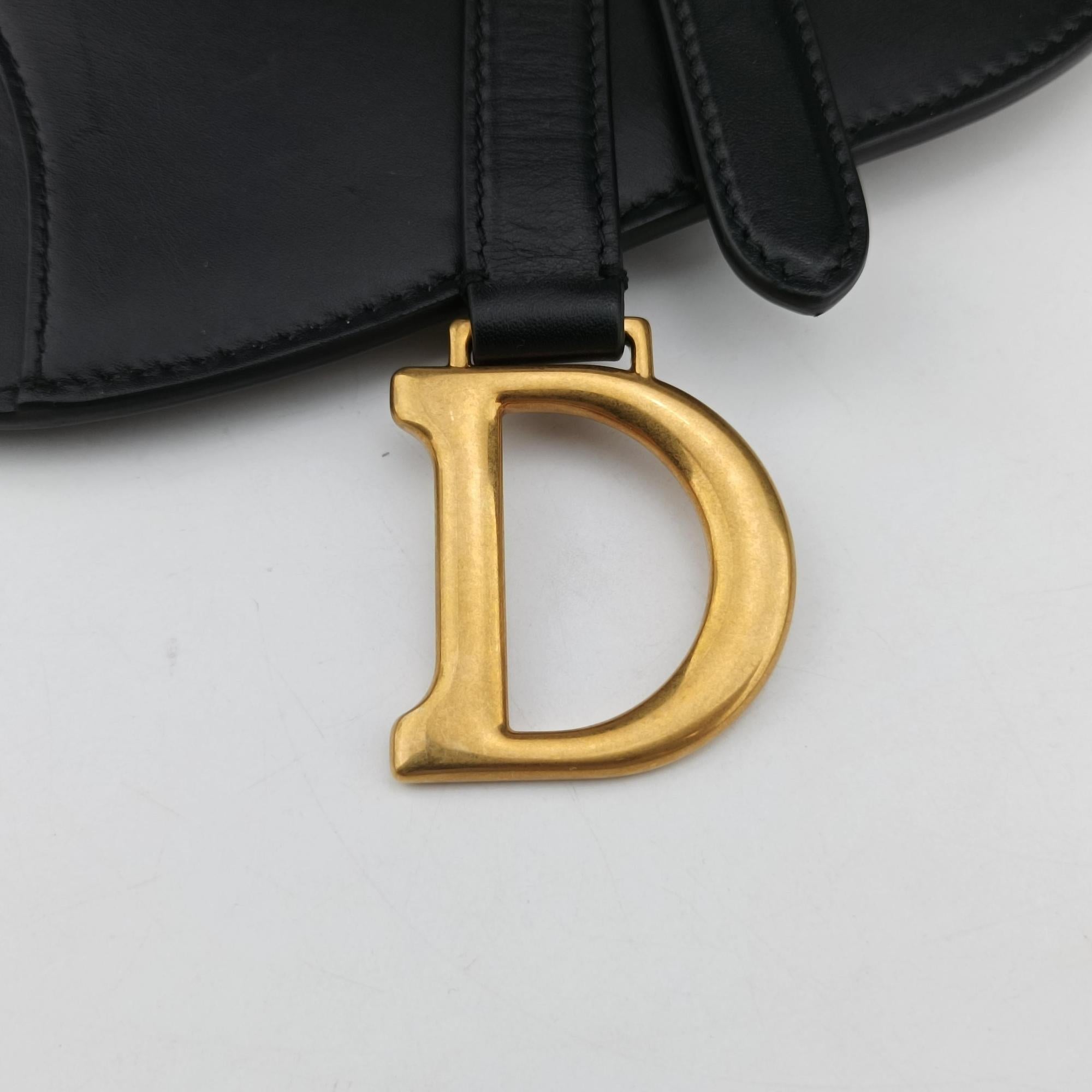 Pre-owned Christian Dior saddle Black leather  bum bag/waist bag | stylenewstar