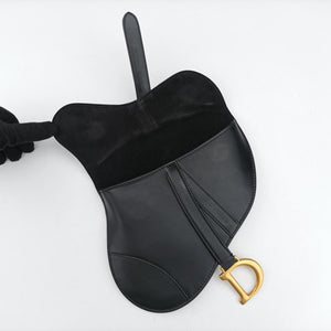 Pre-owned Christian Dior saddle Black leather  bum bag/waist bag | stylenewstar