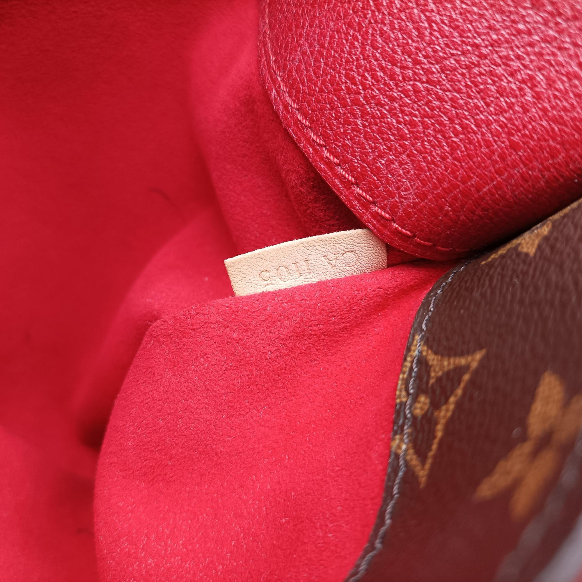 Pre-owned Louis Vuitton PALLAS brown×CERISE Monogram Canvas×calf leather M41175 shoulderbag | stylenewstar