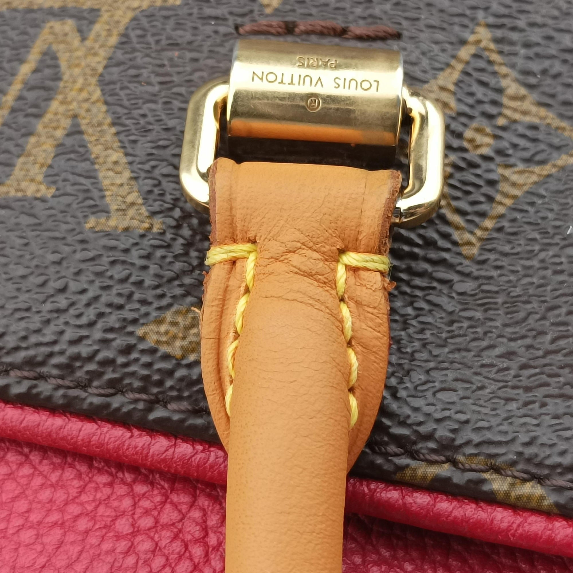 Pre-owned Louis Vuitton PALLAS brown×CERISE Monogram Canvas×calf leather M41175 shoulderbag | stylenewstar