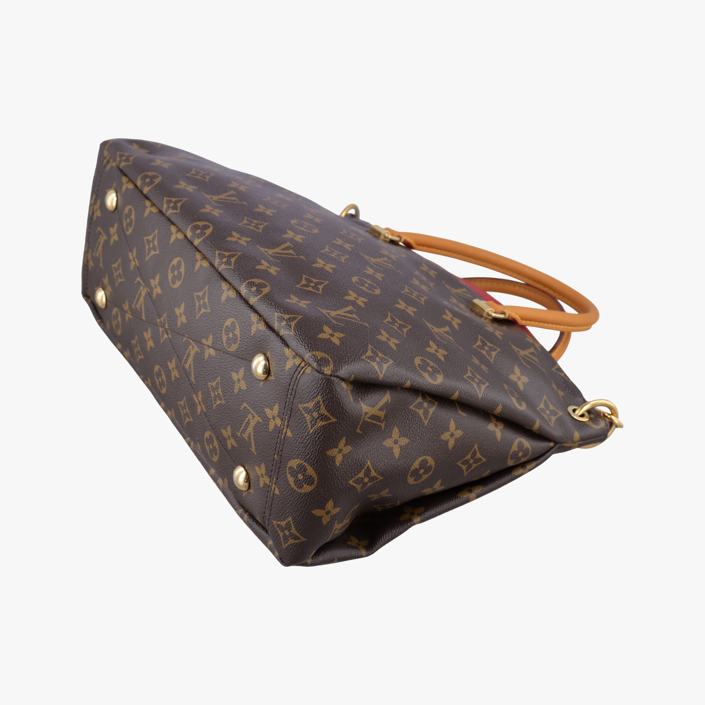 Pre-owned Louis Vuitton PALLAS brown×CERISE Monogram Canvas×calf leather M41175 shoulderbag | stylenewstar